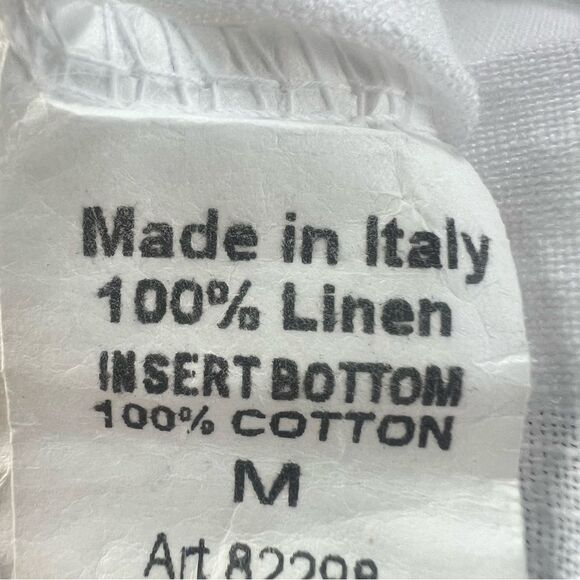 Terzo Millennio Italian Linen Crocheted Short Sleeve Crisp White Tunic Blouse - Picture 7 of 10